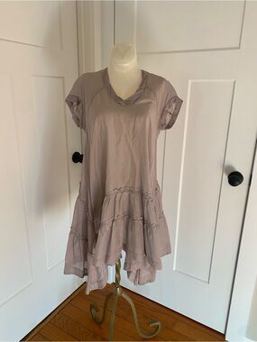 JNBY cotton silk asymmetrical flower dress Mauve Tiered‎ oversized XS NWT
